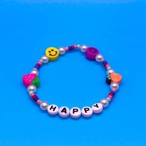 NWT Y2K Bracelets “Happy” Stretchy Beaded Bracelet
